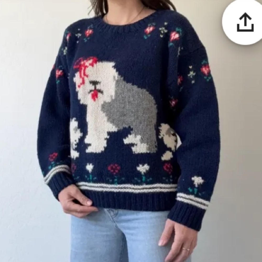 Rare Vintage Woolrich Navy Dog Pattern Sweater wool